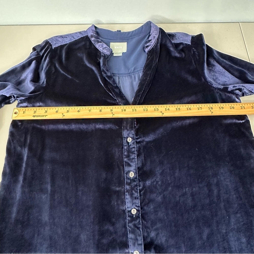 Maeve‎ Crushed Velvet Tunic Shirt Midnight Blue Size 12 - Picture 6 of 13